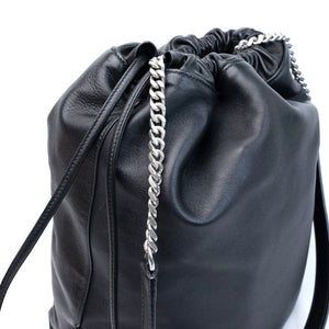 SAINT LAURENT TEDDY BUCKET BAG BLACK LAMBSKIN SHW