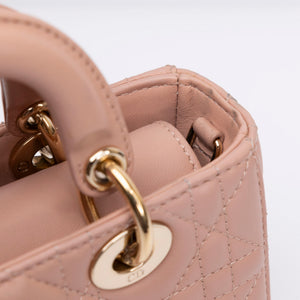 CHRISTIAN DIOR D-JOY MICRO BAG PINK LAMBSKIN LEATHER LGHW