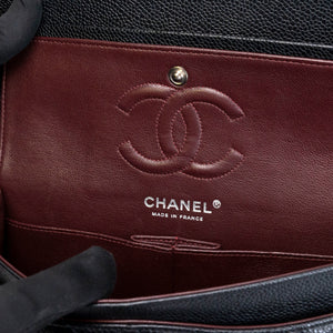 CHANEL SMALL CLASSIC DOUBLE FLAP BAG BLACK CAVIAR LEATHER SHW