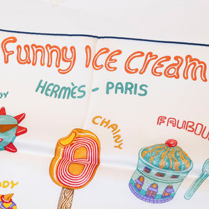 HERMES FUNNY ICE CREAM SILK SCARF 70 CM
