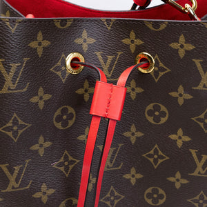 LOUIS VUITTON NEO NOE BROWN/ RED POUDRE MONOGRAM CANVAS GHW