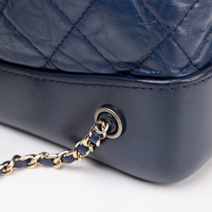 CHANEL SMALL GABRIELLE BACKPACK AGED CALFSKIN NAVY BLUE / BLACK RUTHENIUM HARDWARE