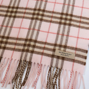 BURBERRY PINK CASHMERE NOVA CHECK SCARF PINK