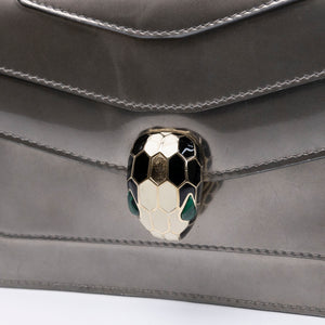 BVLGARI SERPENTI FOREVER SHOULDER BAG SILVER METALLIC LEATHER SHW