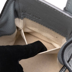 LOEWE MINI HAMMOCK DRAWSTRING BAG GREY GRAINED CALFSKIN LEATHER SHW
