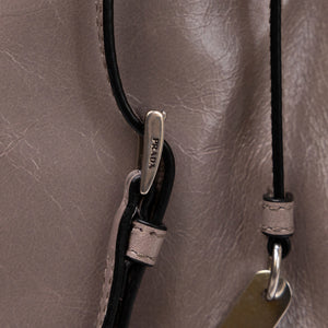 PRADA MEDIUM LEATHER TOTE BAG PEWTER CALFSKIN LEATHER SHW