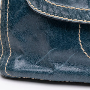 PRADA VITELLO SHINE CHAIN SHOULDER BAG BLUE GHW