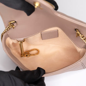 GUCCI MARMONT SMALL SHOULDER BAG BEIGE LEATHER GHW
