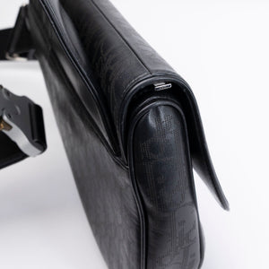 CHRISTIAN DIOR OBLIQUE GALAXY MENS SADDLE BAG BLACK CALFSKIN SHW