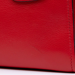 PRADA SMALL GLACE CALFSKIN LEATHER TWIN POCKET SATCHEL RED SHW