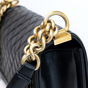 CHANEL MEDIUM LEBOY BLACK CALFSKIN LEATHER GHW