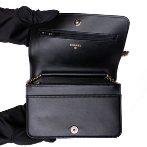 CHANEL BOY WALLET ON CHAIN CAVIAR BLACK GHW
