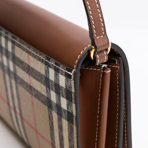 BURBERRY HANNAH WALLET ON CHAIN CALFSKIN / CANVAS GHW