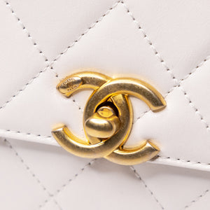 CHANEL 24C GOLD CRUSH MINI FLAP BAG WHITE CALFSKIN GHW (MICROCHIP)