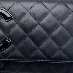 CHANEL CAMBON WALLET ON CHAIN BLACK CALFSKIN SHW
