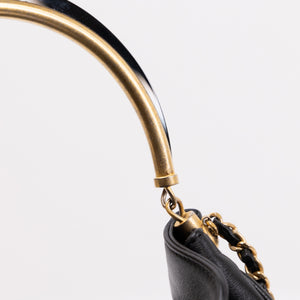 CHANEL QUILTED CHEVRON HANDLE WITH CHIC BUCKET BAG BLACK LAMBSKIN LEATHER GHW