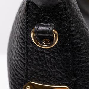 BURBERRY SMALL LEDBURY HOBO SATCHEL BLACK GRAINED CALFSKIN LEATHER GHW