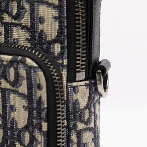 CHRISTIAN DIOR MICRO RIDER POUCH BLUE OBLIQUE CANVAS SHW