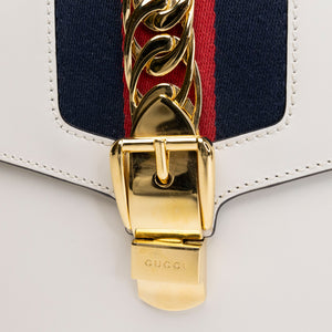 GUCCI MEDIUM SYLVIE SHOULDER BAG CALFSKIN WHITE GHW