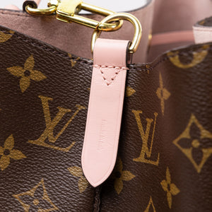 LOUIS VUITTON NEO NOE BROWN/ ROSE POUDRE MONOGRAM CANVAS GHW