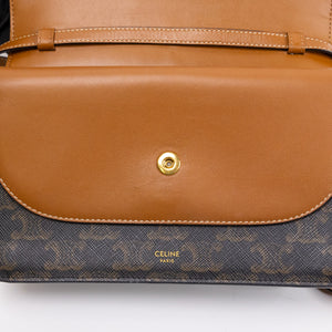 CELINE DOUBLE FLAP TRIOMPHE CANVAS WALLET ON STRAP