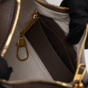 GUCCI OPHIDIA SMALL SHOULDER BAG BEIGE GG SUPREME CANVAS CALFSKIN LEATHER GHW