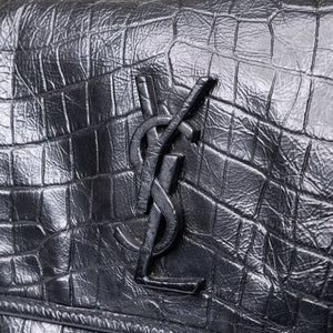 SAINT LAURENT MEDIUM NIKI BAG CROCODILE-EMBOSSED BLACK CALFSKIN BLACK HARDWARE
