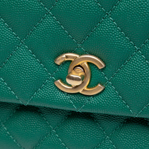 CHANEL SMALL COCO HANDLE CAVIAR GREEN LGHW