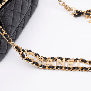 CHANEL 22S SHINY CAVIAR PICK ME UP FLAP BELT BAG BLACK CALFSKIN GHW