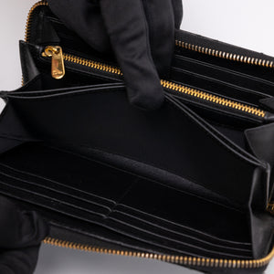 CHRISTIAN DIOR PATENT LEATHER CANNAGE LADY DIOR CONTINENTAL WALLET BLACK GHW