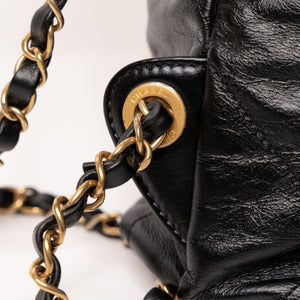 CHANEL 22 BACKPACK CALFSKIN BLACK GHW (MICROCHIP)