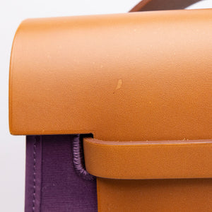 HERMES HERBAG 39 ZIP BAG HUNTER / CANVAS PURPLE SHW STAMP SQUARE O