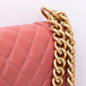 CHANEL SMALL LE BOY BAG PINK LAMBSKIN LEATHER GHW