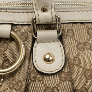 GUCCI GG CANVAS SUKEY OFF-WHITE TOP HANDLE BAG GHW