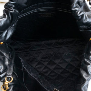 CHANEL MEDIUM 22 BAG SHINY CALFSKIN BLACK GHW (MICROCHIP)