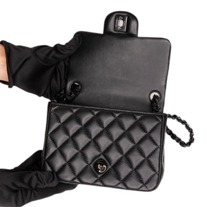 CHANEL MINI SQUARE FLAP BAG LAMBSKIN SO BLACK (MICROCHIP)