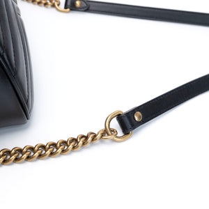 GUCCI GG MARMONT SMALL TOP HANDLE BAG BLACK CALFSKIN GHW