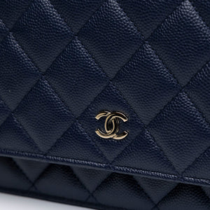 CHANEL CLASSIC WALLET ON CHAIN CAVIAR NAVY GHW (MICROCHIP)