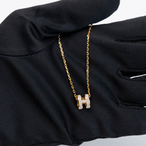 HERMES MINI POP H NECKLACE MARRON GLACE GHW