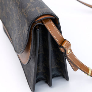 CELINE DOUBLE FLAP TRIOMPHE CANVAS WALLET ON STRAP GHW