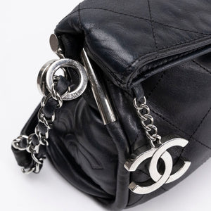 CHANEL ULTIMATE SMALL SOFT HOBO BAG BLACK QUILTED LAMBSKIN SHW