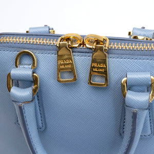 PRADA SAFFIANO LUX LEATHER MINI BAG BLUE GHW