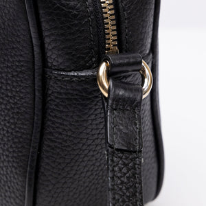 GUCCI SOHO DISCO CAMERA BAG CALFSKIN LEATHER BLACK LGHW