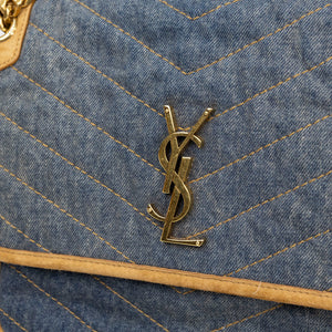 SAINT LAURENT MEDIUM NIKKI SHOULDER BAG DENIM BLUE / CINNAMON GHW