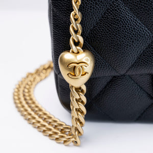 CHANEL COCO LOVE FLAP BAG BLACK CAVIAR GHW (MICROCHIP)