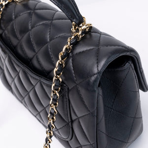 CHANEL CLASSIC FLAP MINI RECTANGULAR TOP HANDLE BAG LAMBSKIN GHW (MICROCHIP)