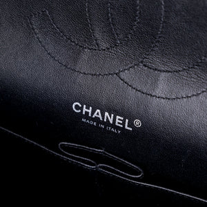 CHANEL JUMBO CLASSIC DOUBLE FLAP BAG PATENT BLACK SHW