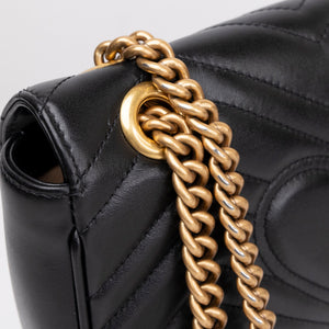 GUCCI GG MARMONT SMALL SHOULDER BAG CALFSKIN BLACK GHW