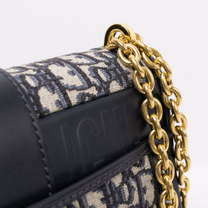 CHRISTIAN DIOR 30 MONTAIGNE CHAIN BAG OBLIQUE JACQUARD BLUE GHW