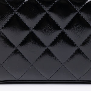 CHANEL LONG VANITY CASE BLACK SHINY CALFSKIN LEATHER GHW  (MICROCHIP)